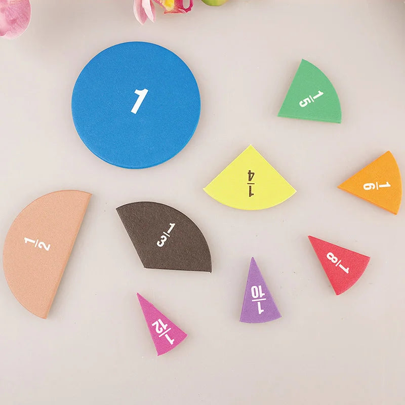 51Pcs Fractions Math Teaching Tool EVA Round Shape Instrument Kids Montessori Early Educational Math Development STEM Toy Gifts