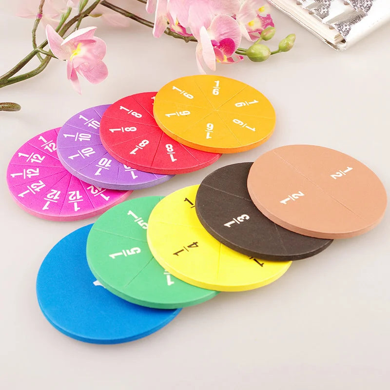 51Pcs Fractions Math Teaching Tool EVA Round Shape Instrument Kids Montessori Early Educational Math Development STEM Toy Gifts