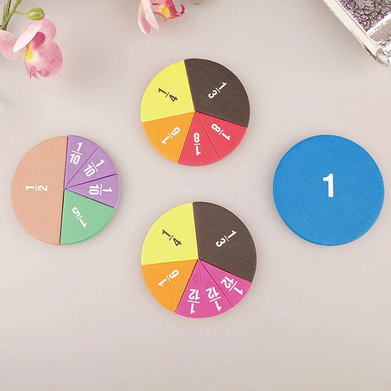 51Pcs Fractions Math Teaching Tool EVA Round Shape Instrument Kids Montessori Early Educational Math Development STEM Toy Gifts
