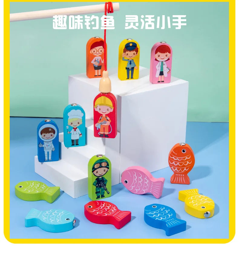 QWZ Kids Montessori Educational Wooden Math Toys Children Busy Board Count Shape Colors Match Fishing Puzzle Learning Toys Gifts