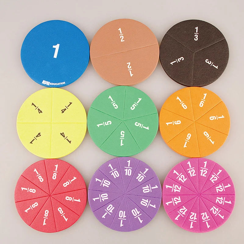 51Pcs Fractions Math Teaching Tool EVA Round Shape Instrument Kids Montessori Early Educational Math Development STEM Toy Gifts
