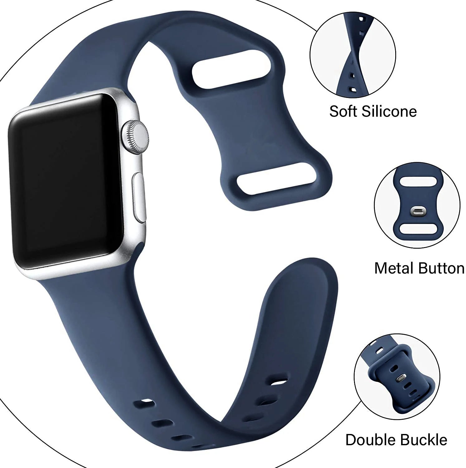Silicone Strap For Apple Watch Band 40mm 44mm 46mm 45mm 41mm 49mm 38 42 Correa Bracelet iWatch series 6 ultra2 7 8 9 se 10 band