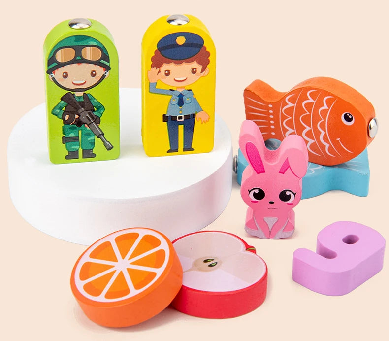 QWZ Kids Montessori Educational Wooden Math Toys Children Busy Board Count Shape Colors Match Fishing Puzzle Learning Toys Gifts