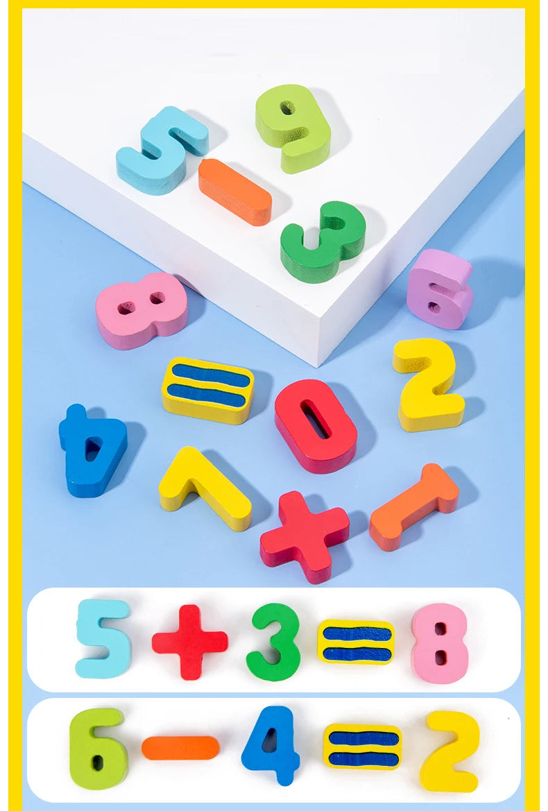 QWZ Kids Montessori Educational Wooden Math Toys Children Busy Board Count Shape Colors Match Fishing Puzzle Learning Toys Gifts