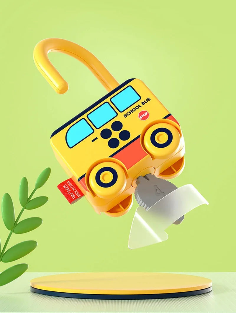 Baby Learning Lock with Key Car Games Montessori Educational Toy Number Matching Lock Toys Sensory Toys For Kids 1 2 3 Years