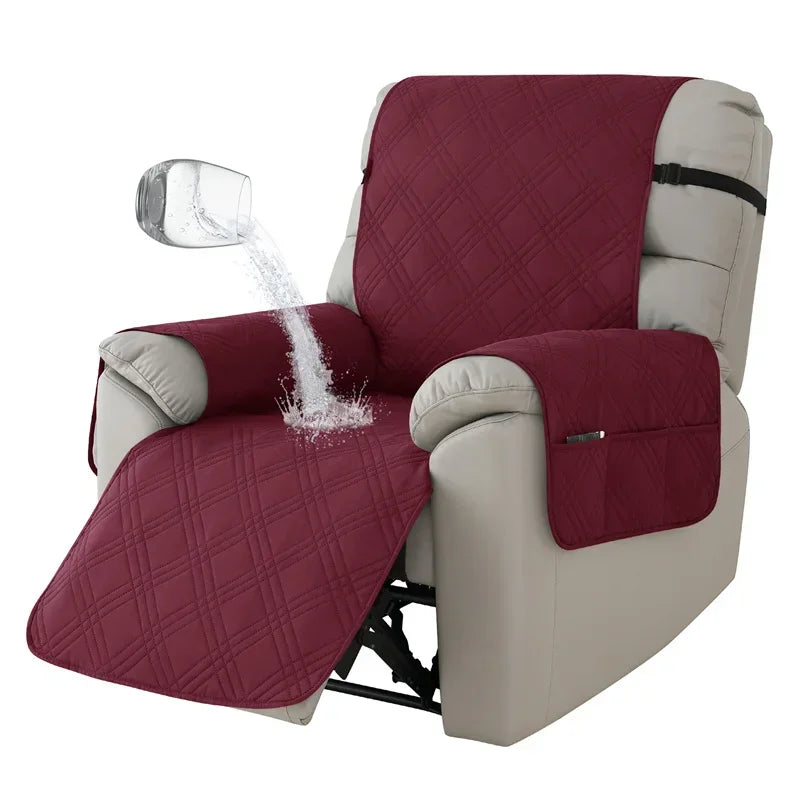 1seater Waterproof Recliner Cover Solid Color Quilted Armchair Slipcover Pet Kids Accent Couch Cushion Living Room Hotel Home