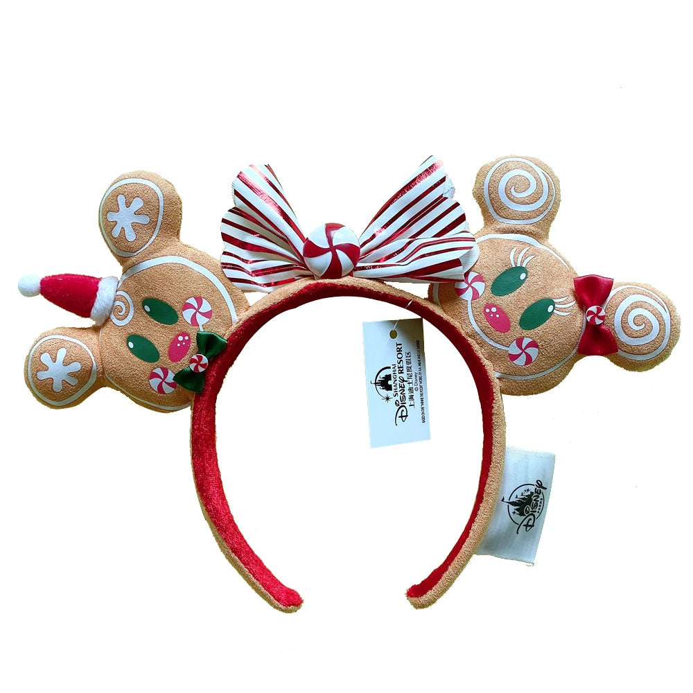 2025 Disney Mickey Mouse Ear Headband Amusement Park Hair Hoop Fish scale sequin mesh Party Headwear Girl Toy Birthday