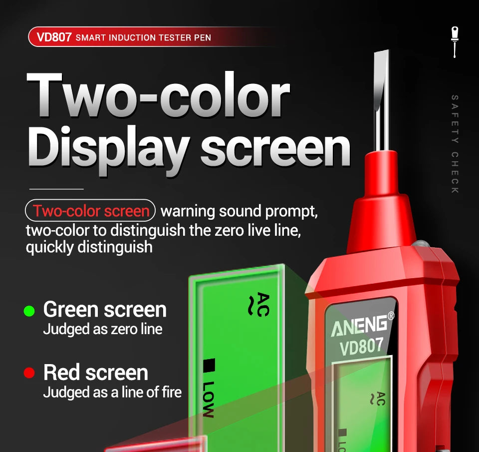 ANENG VD807 One-word Induction Portable 50/60Hz Smart Electric Pen Tester NCV Sensor AC 12-300V Non-contact Wire Detector Tools