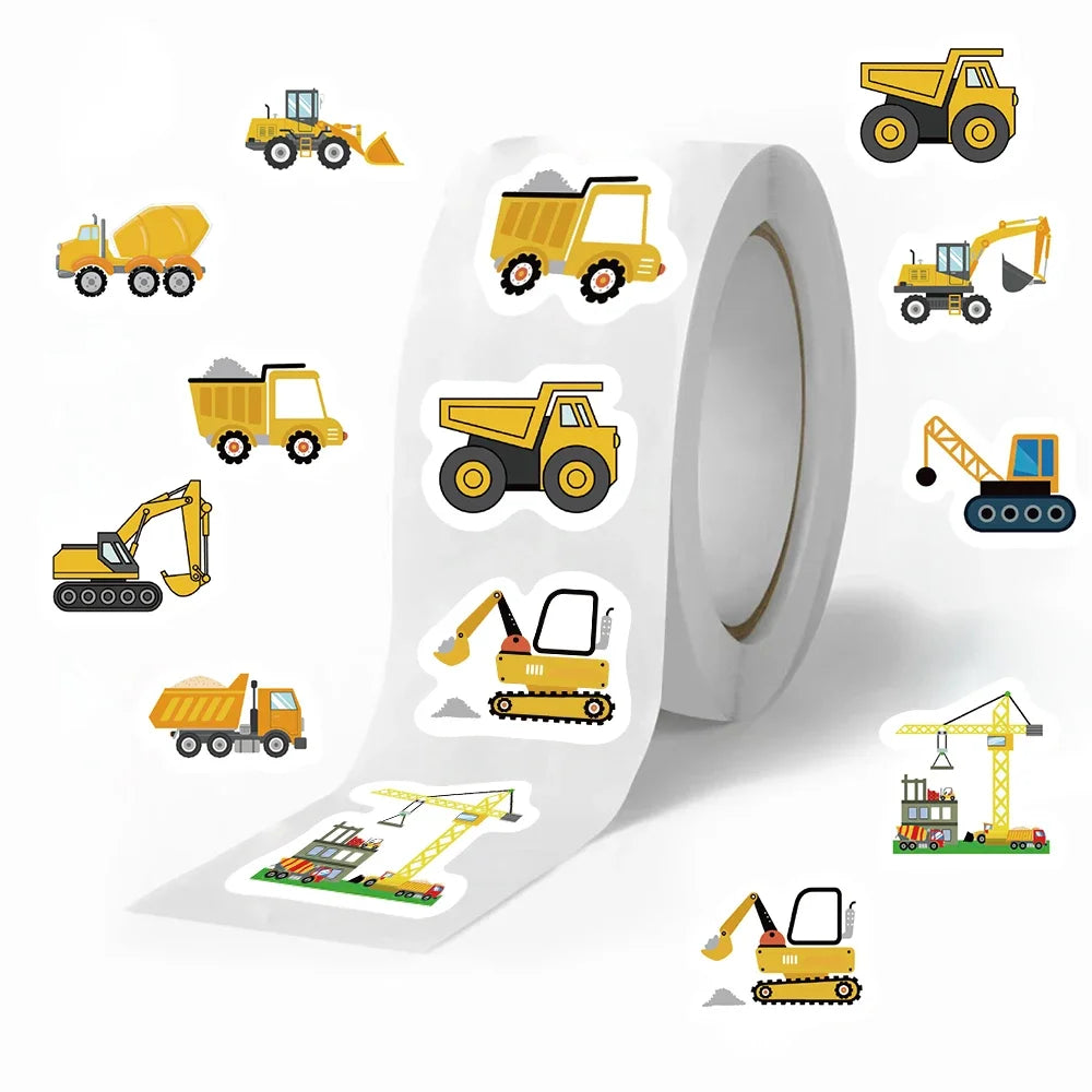 500PCs Construction Vehicle Sticker for Kids Reward Encourage Stickers Labels Phone Case Thank You Sticker Kids Toys Gifts