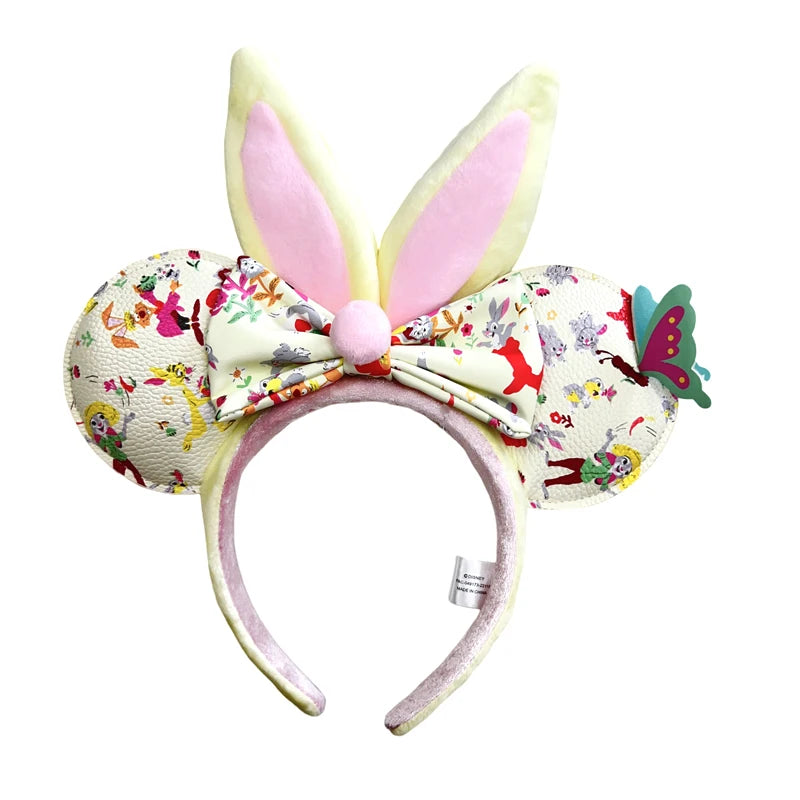 2025 Disney Mickey Mouse Ear Headband Amusement Park Hair Hoop Fish scale sequin mesh Party Headwear Girl Toy Birthday