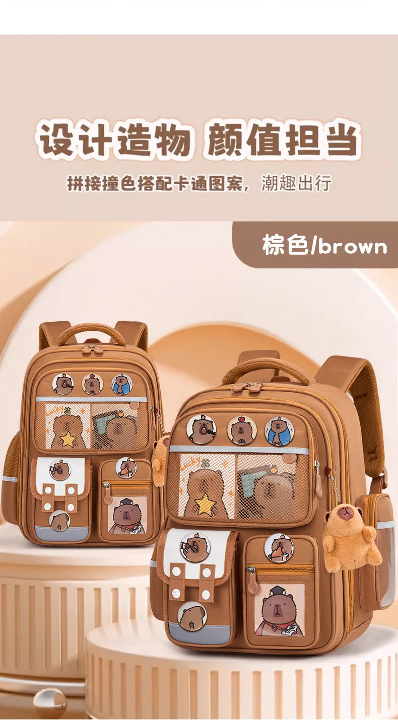 Capybara Children School Bags For Boys Girls Kids backpack Primary Orthopedic School Backpack Waterproof Schoolbag Book Bag
