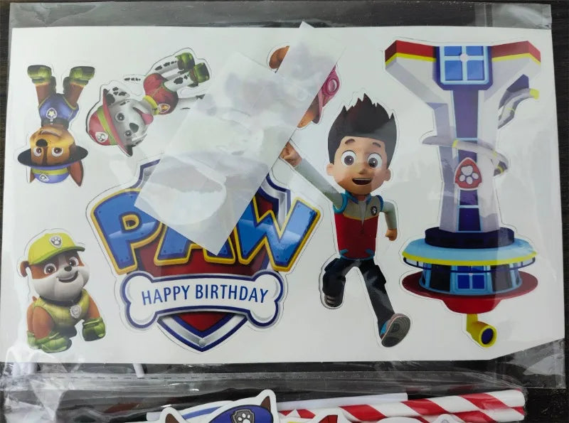 Paw Patrol Cake Decorating Set Anime Figure Ryder Marshall Plug-in Cartoon Baking Supplies Kawaii Cups Cake Card for Kids Gifts