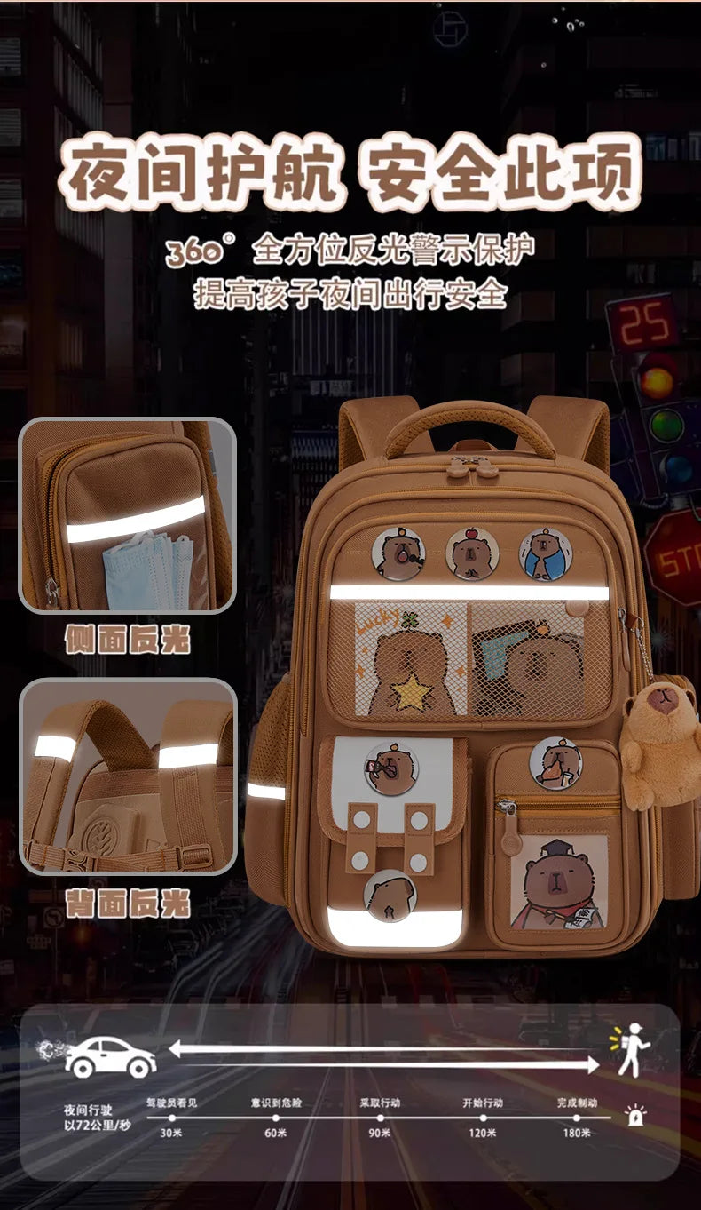 Capybara Children School Bags For Boys Girls Kids backpack Primary Orthopedic School Backpack Waterproof Schoolbag Book Bag