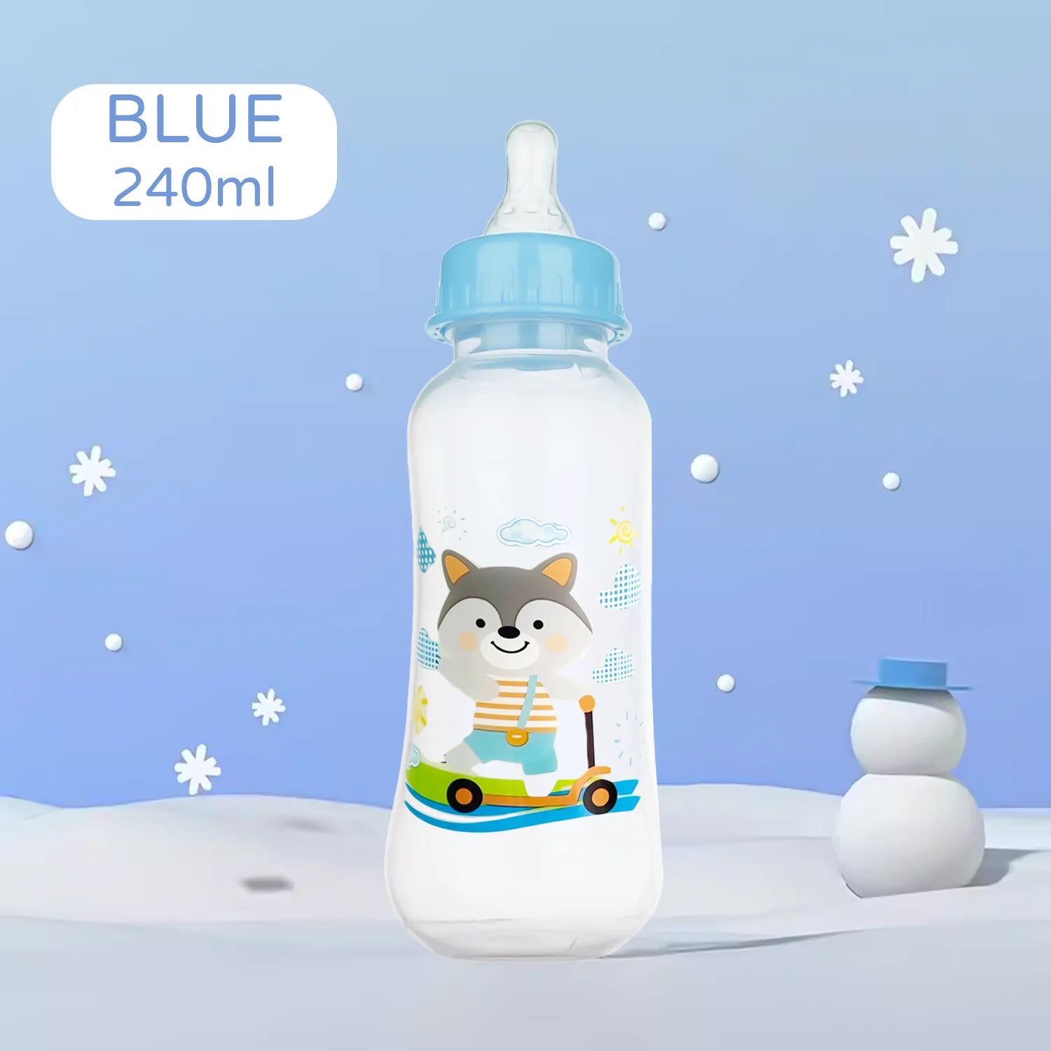 250ml newborn baby bottle, drop-proof and leak-proof baby cartoon PP bottle, safe, durable baby feeding bottle, BPA-free