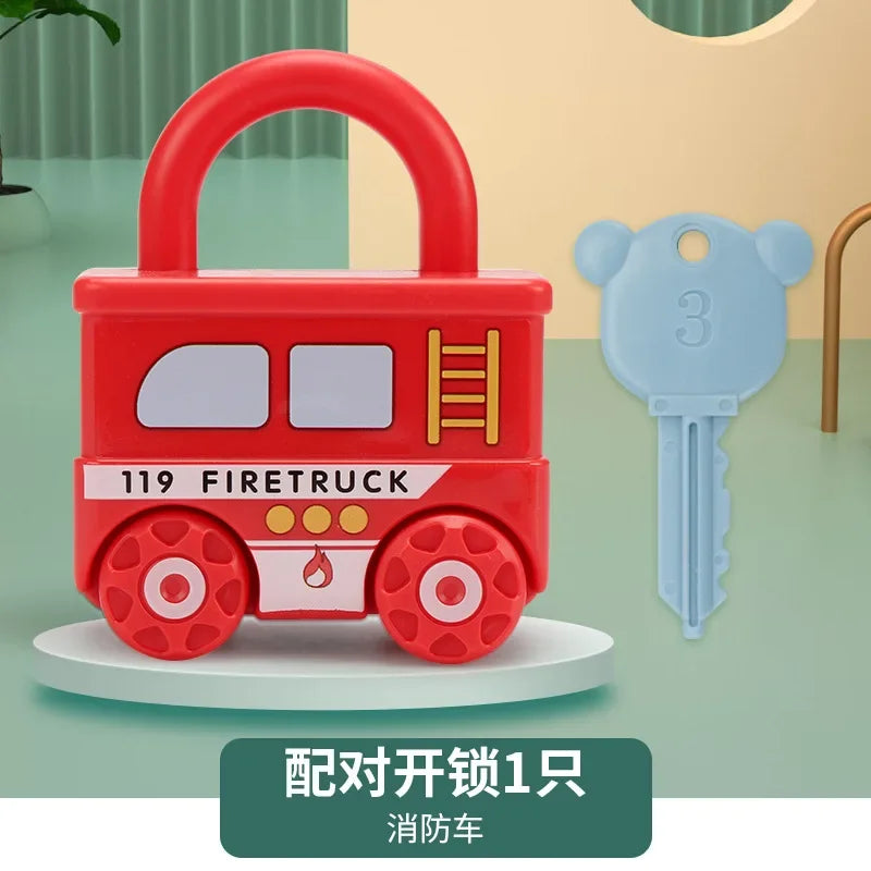 Baby Learning Lock with Key Car Games Montessori Educational Toy Number Matching Lock Toys Sensory Toys For Kids 1 2 3 Years