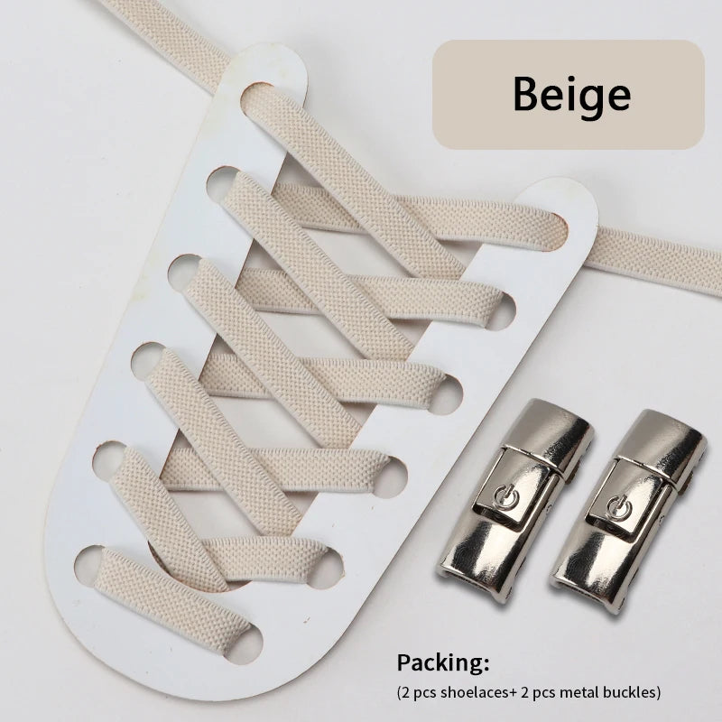 1Pair No Tie Shoe laces Press Lock Shoelaces without ties Elastic Laces Sneaker Kids Adult 8MM Widened Flat Shoelace for Shoes