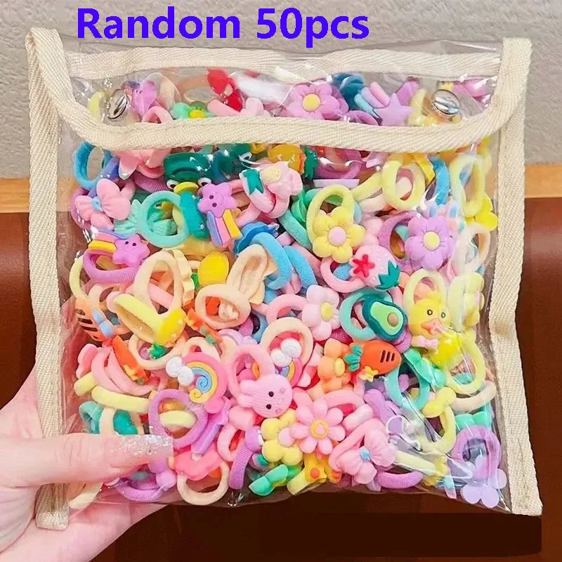 50/40/30pcs Cute Rubber Bands for Children Will Not Harm Hair with Good Elasticity. Girl Baby Headbands and Cute Girls Headdress