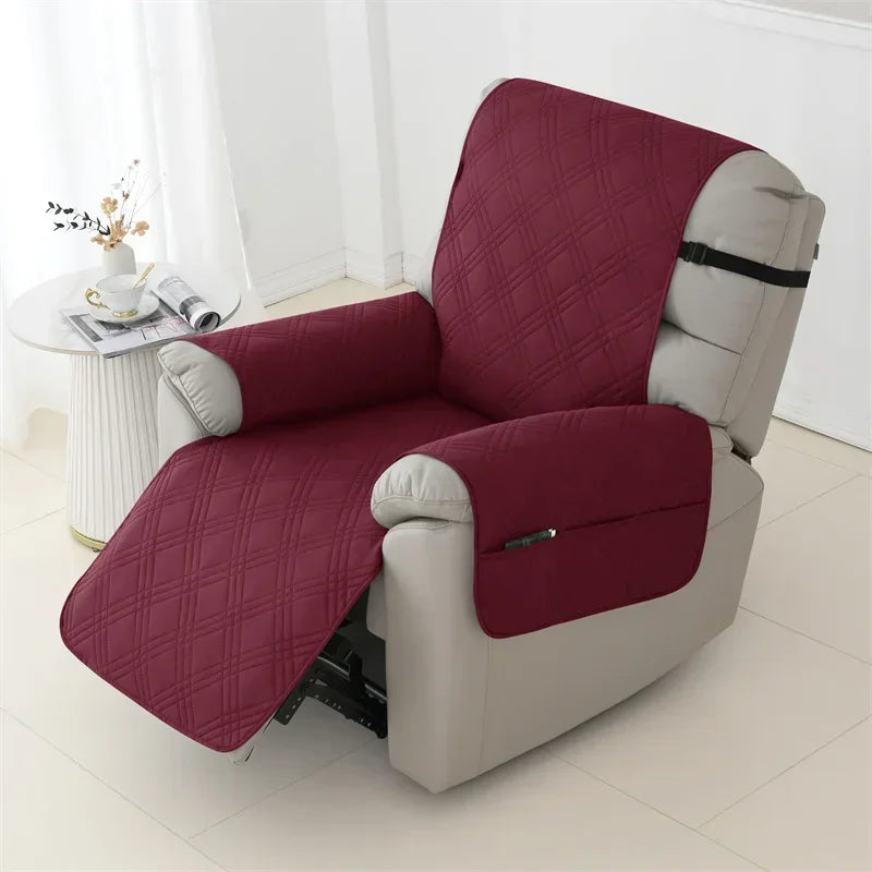 1seater Waterproof Recliner Cover Solid Color Quilted Armchair Slipcover Pet Kids Accent Couch Cushion Living Room Hotel Home