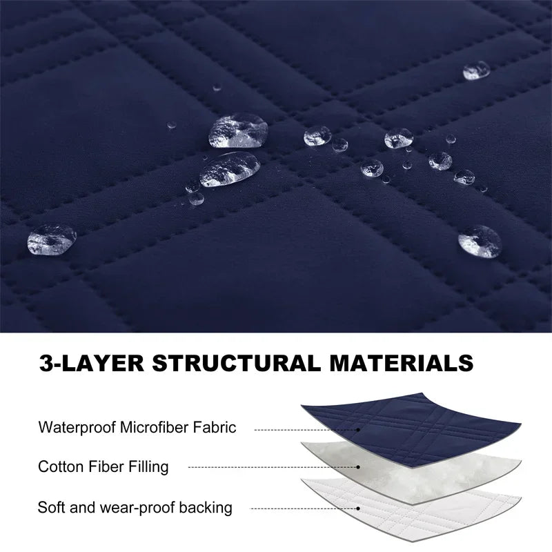 1seater Waterproof Recliner Cover Solid Color Quilted Armchair Slipcover Pet Kids Accent Couch Cushion Living Room Hotel Home