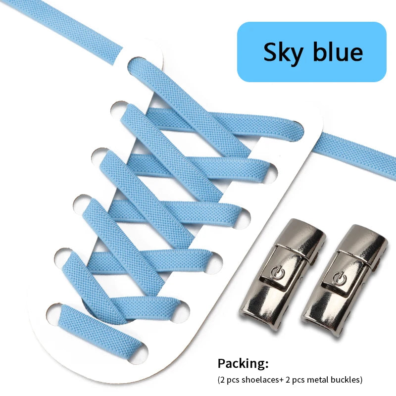 1Pair No Tie Shoe laces Press Lock Shoelaces without ties Elastic Laces Sneaker Kids Adult 8MM Widened Flat Shoelace for Shoes