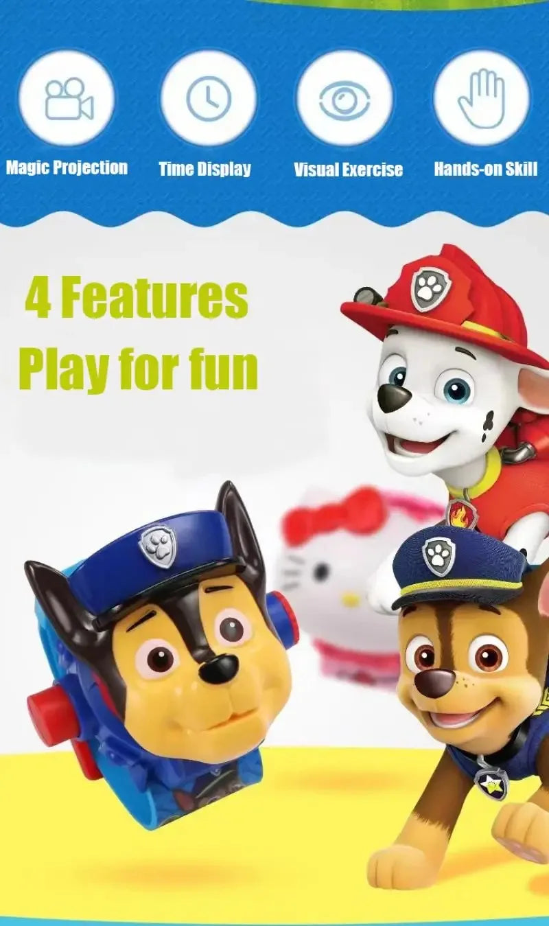 Paw Patrols 3D Projection Digital Watch Dog Marshall Rubble Skye Chase Kid Gift for Boys and Girls Anime Action Model Kids Toys