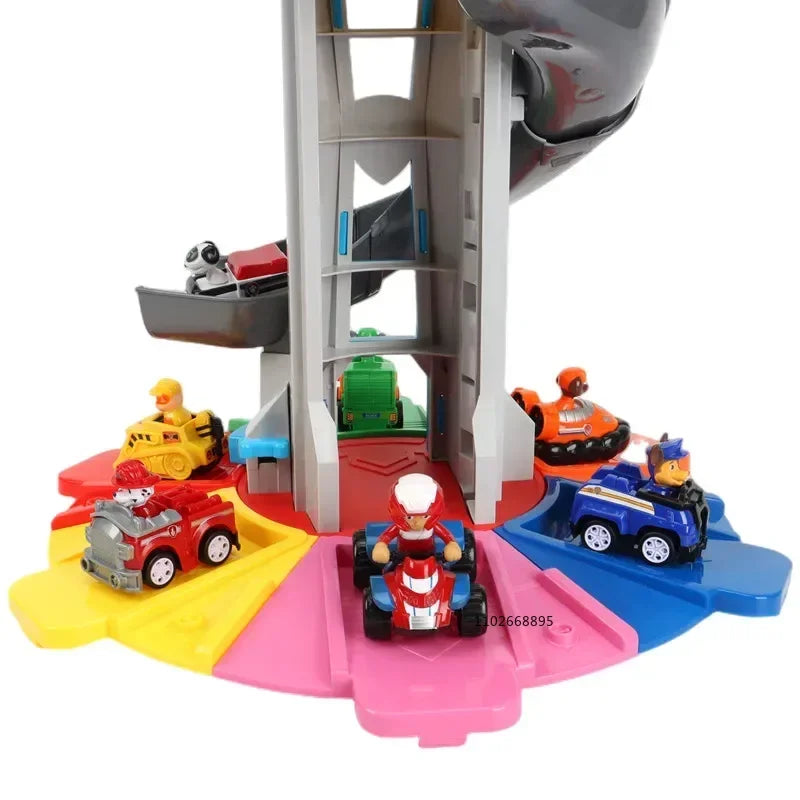 Paw Patrol Toy Set Lookout Vehicle Cute Cartoon Anime Figures Patrol Canine Chase Skye Rebound Bicycle Kids Birthday Gifts