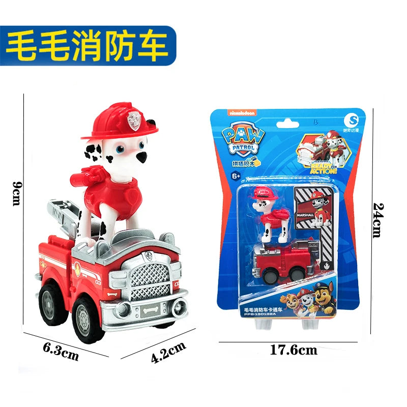 Genuine Paw Patrol Vehicle Chase Skye Marshall Pull Back Cars Playset Building Blocks Ryder Figure Children Toys Birthday Gifts