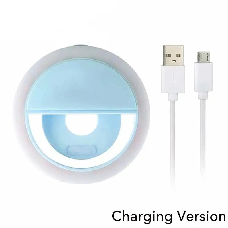 LED Light Ring USB Charge Led Selfie Ring Light Compatible with iPhone Samsung Xiaomi Mobile Phone Lens Ring Clip Selfie Lamp