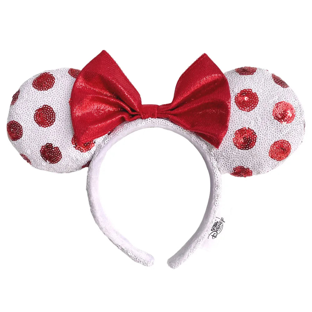 2025 Disney Mickey Mouse Ear Headband Amusement Park Hair Hoop Fish scale sequin mesh Party Headwear Girl Toy Birthday