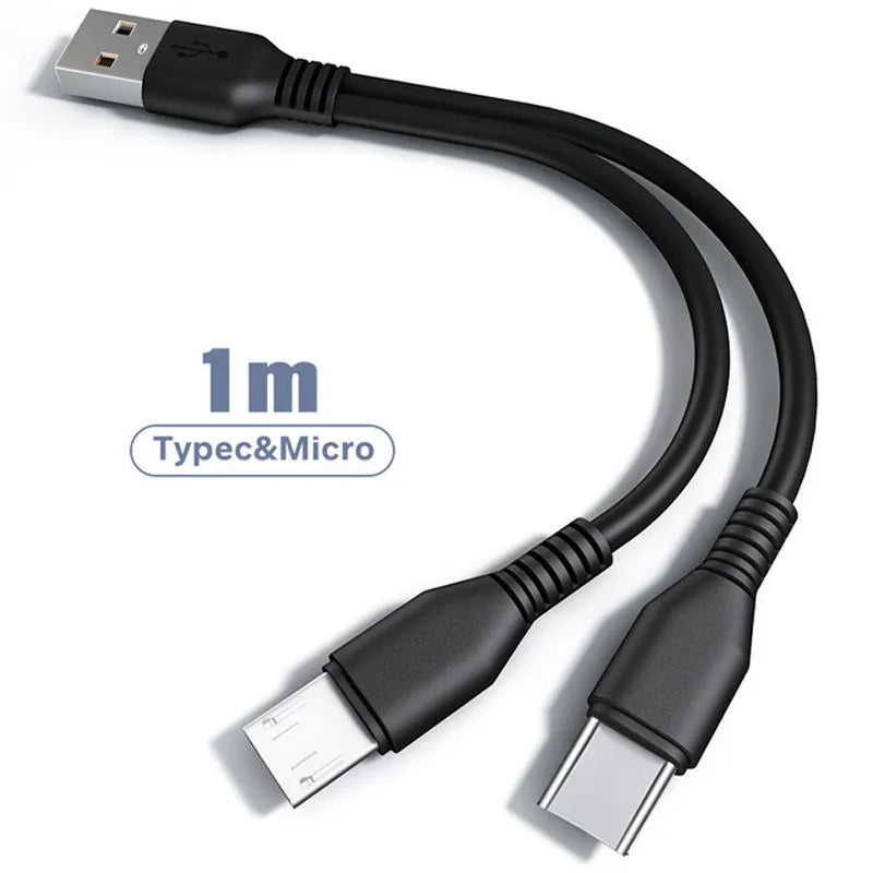 2 in 1 USB Type C Micro USB C Cable Mobile Phone Fast Charging Cable For Huaiwei Samgsung Xiaomi Type C Charge Cord Wire