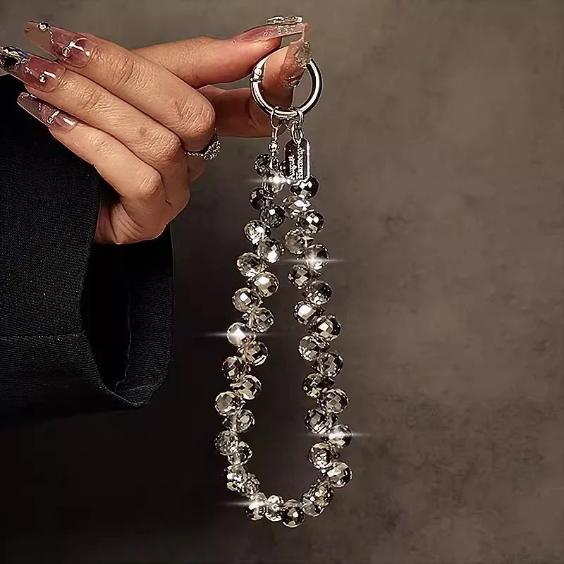 Multicolor Crystal Beads phone Lanyard Bling Hand Chain Keychain Accessory Elegant Women's Bag Pendant