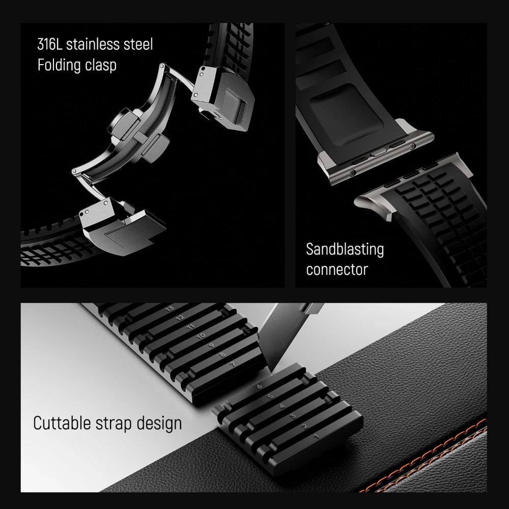 Sport Silicone Band For Apple Watch Ultra 2 Series 10 9 8 7 6 SE 5 4 Luxury Strap For iWatch 44mm 45mm 46mm 49mm Bracelet Correa