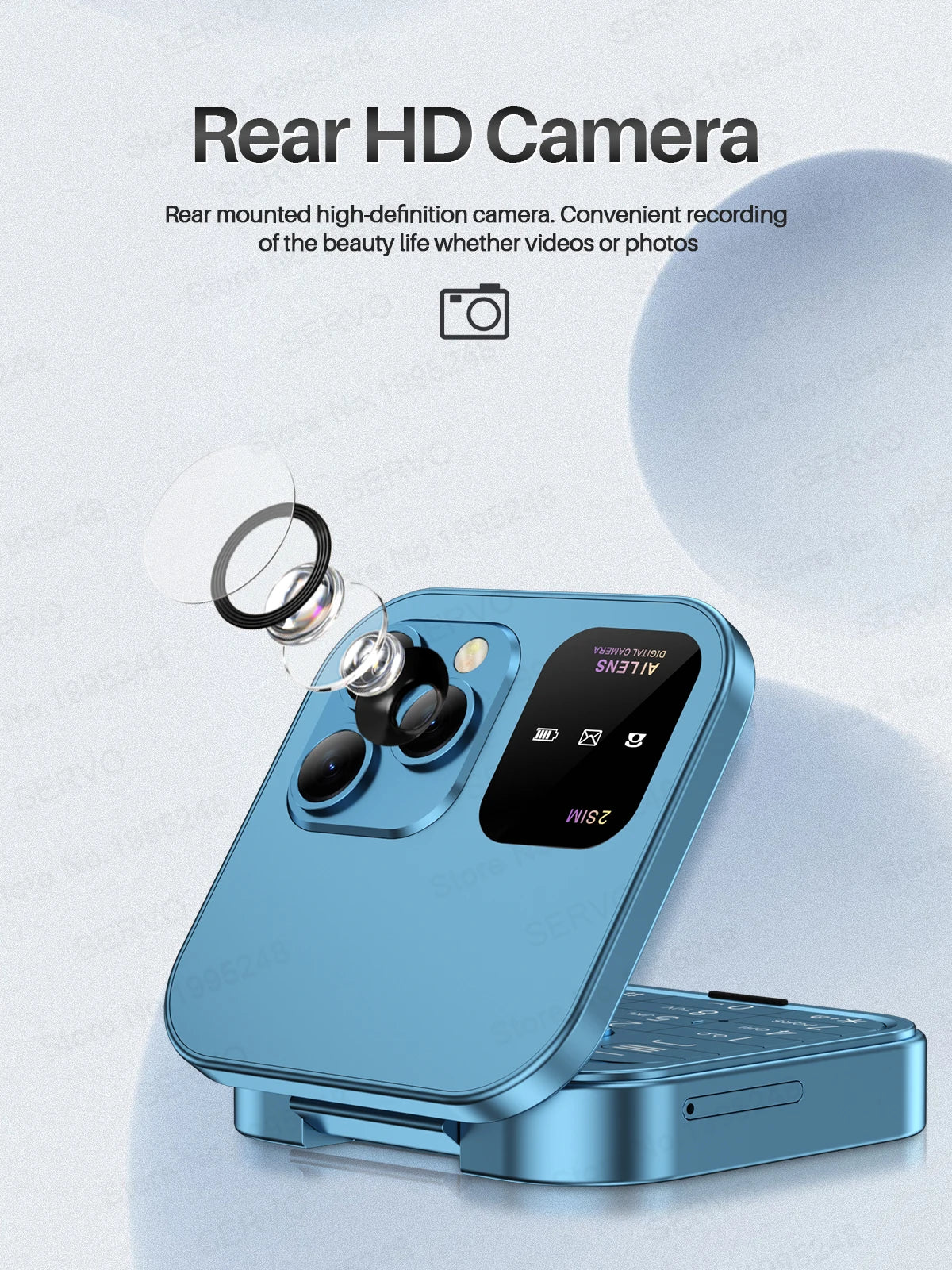 SERVO 2024 New Mini Flip Mobile Phone FM Radio Magic Voice Blacklist Speed Dial Vibration 2SIM Card Small Display Foldable Phone