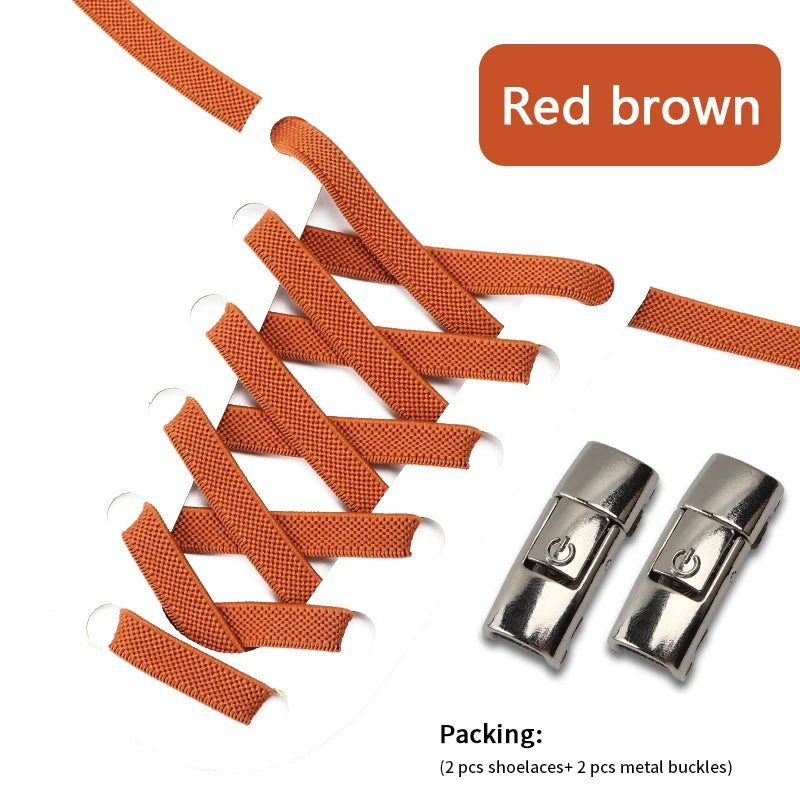 1Pair No Tie Shoe laces Press Lock Shoelaces without ties Elastic Laces Sneaker Kids Adult 8MM Widened Flat Shoelace for Shoes