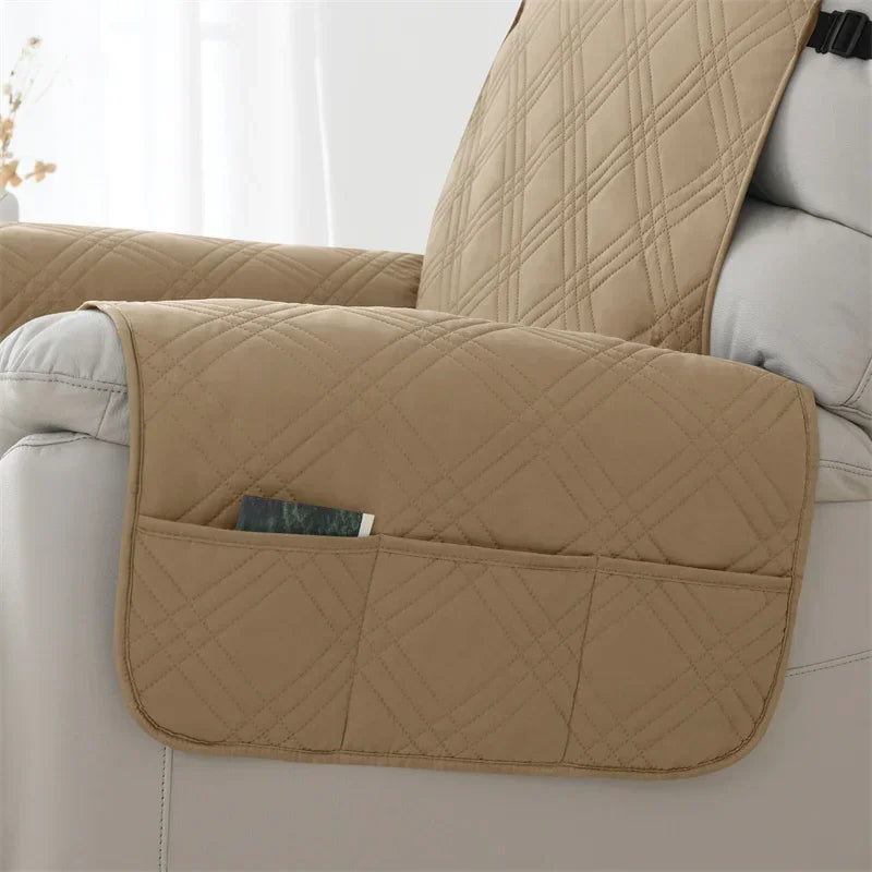 1seater Waterproof Recliner Cover Solid Color Quilted Armchair Slipcover Pet Kids Accent Couch Cushion Living Room Hotel Home