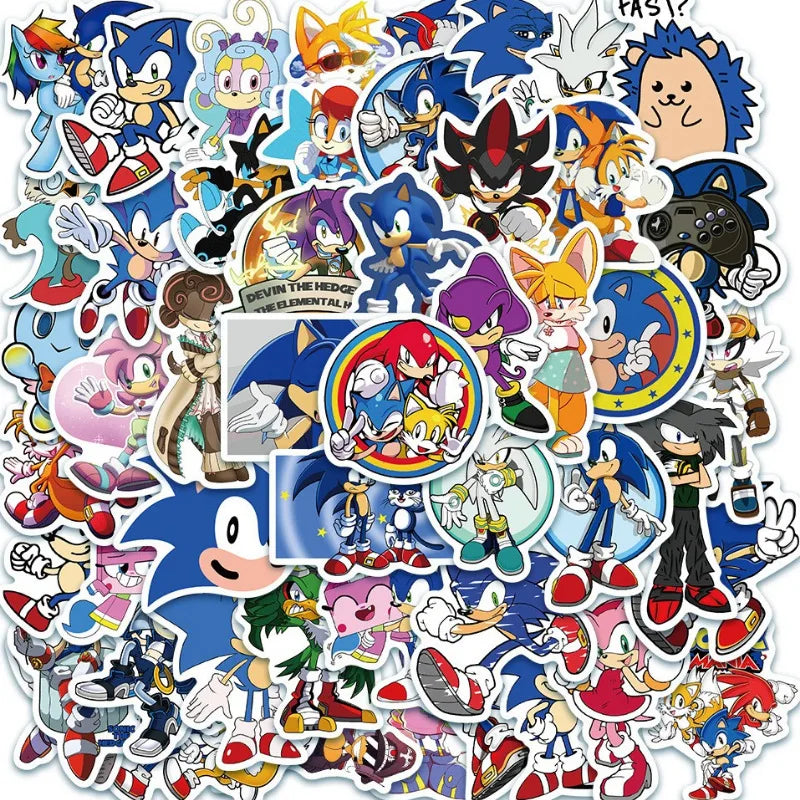 50/100Pcs Sonic Stickers Cute Cartoon Classic Toys Decoration Decals DIY Stationery Phone Case Kids Anime Sticker Toy
