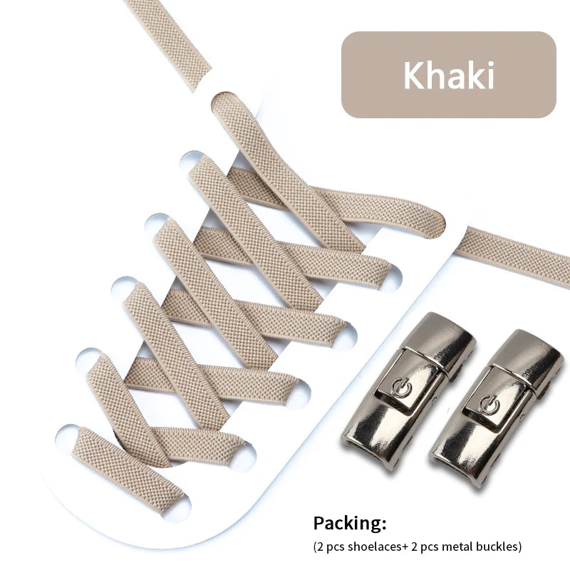 1Pair No Tie Shoe laces Press Lock Shoelaces without ties Elastic Laces Sneaker Kids Adult 8MM Widened Flat Shoelace for Shoes