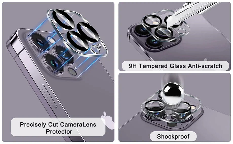 4Pcs Full Cover Protective Glass For iPhone 11 12 13 14 15 Pro Max Camera Protector For iPhone 13 14 Mini Ultra Not Affect Night