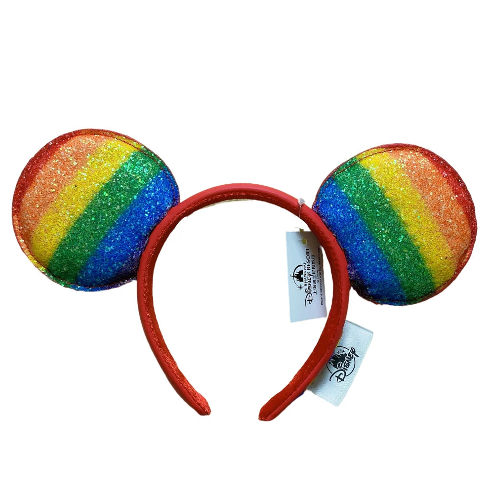 2025 Disney Mickey Mouse Ear Headband Amusement Park Hair Hoop Fish scale sequin mesh Party Headwear Girl Toy Birthday