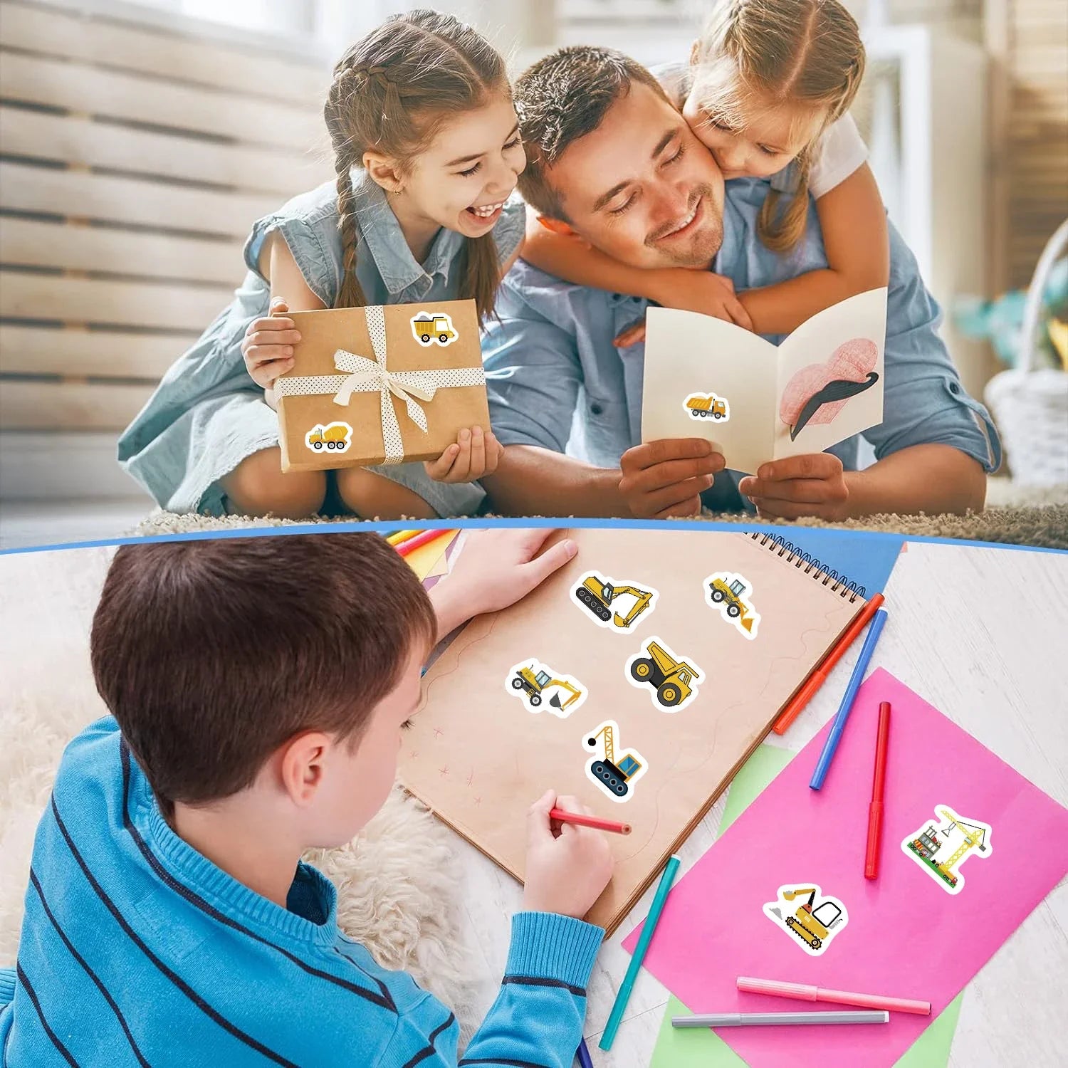 500PCs Construction Vehicle Sticker for Kids Reward Encourage Stickers Labels Phone Case Thank You Sticker Kids Toys Gifts