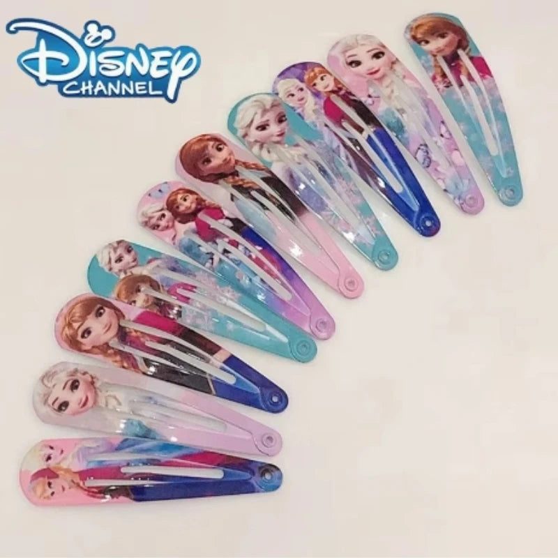 Random 10pcs Frozen Elsa Hair Clip Children's Cute Disney Accessories 4.8cm Digital Printed Hair Clip Minimalist Birthday Gift