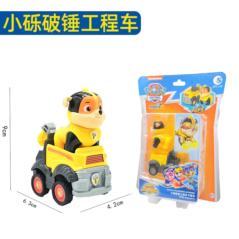 Genuine Paw Patrol Vehicle Chase Skye Marshall Pull Back Cars Playset Building Blocks Ryder Figure Children Toys Birthday Gifts