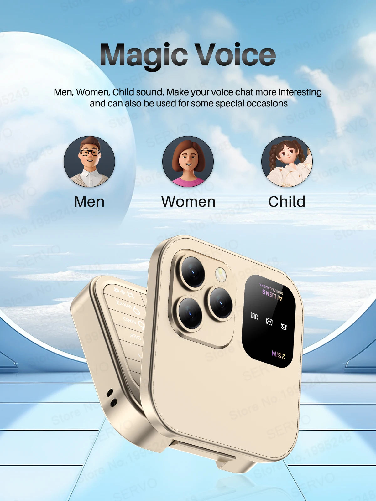 SERVO 2024 New Mini Flip Mobile Phone FM Radio Magic Voice Blacklist Speed Dial Vibration 2SIM Card Small Display Foldable Phone