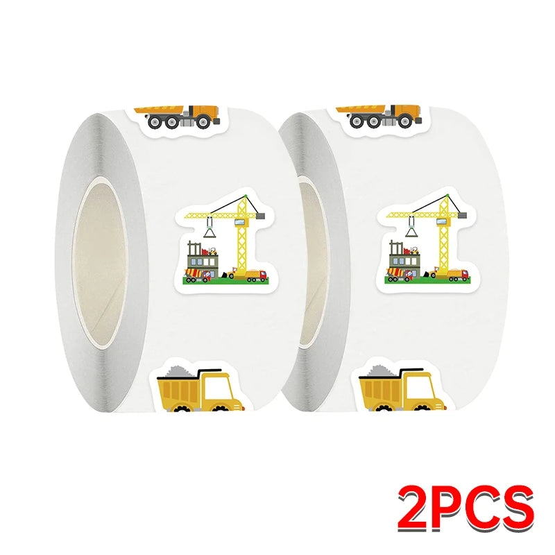 500PCs Construction Vehicle Sticker for Kids Reward Encourage Stickers Labels Phone Case Thank You Sticker Kids Toys Gifts