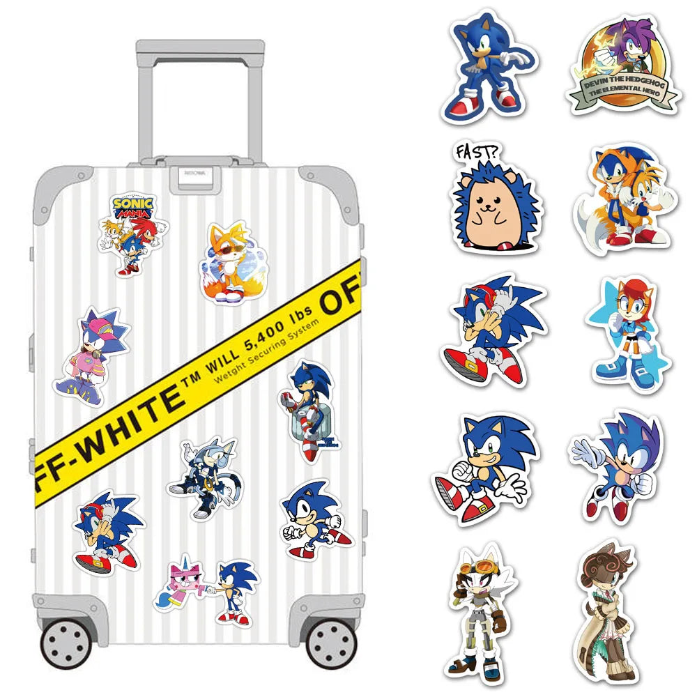 50/100Pcs Sonic Stickers Cute Cartoon Classic Toys Decoration Decals DIY Stationery Phone Case Kids Anime Sticker Toy