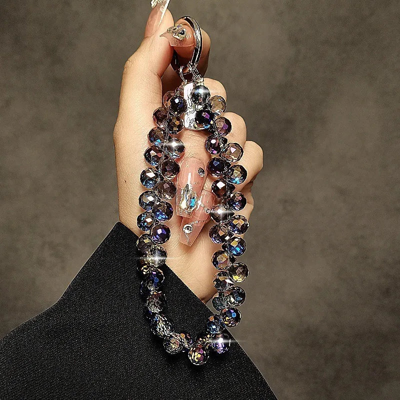 Multicolor Crystal Beads phone Lanyard Bling Hand Chain Keychain Accessory Elegant Women's Bag Pendant