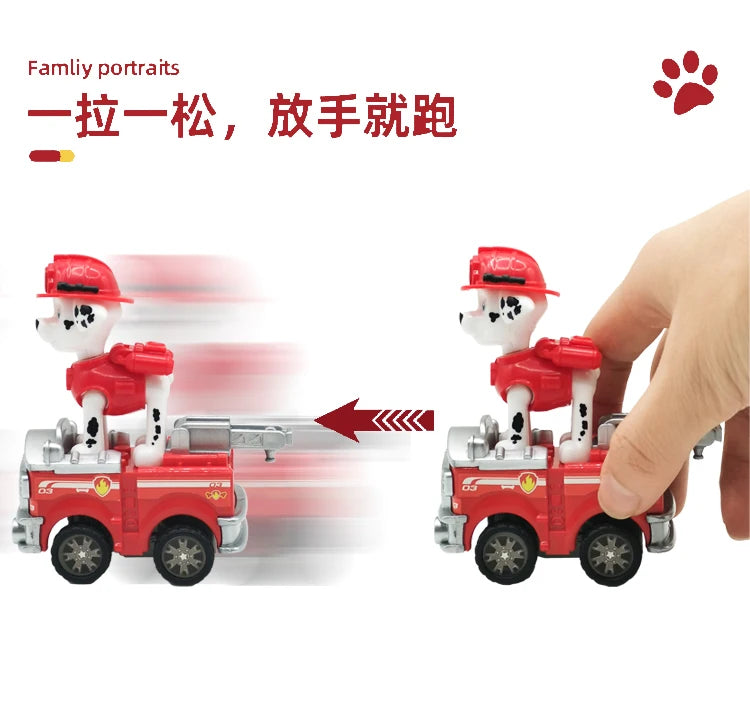 Genuine Paw Patrol Vehicle Chase Skye Marshall Pull Back Cars Playset Building Blocks Ryder Figure Children Toys Birthday Gifts