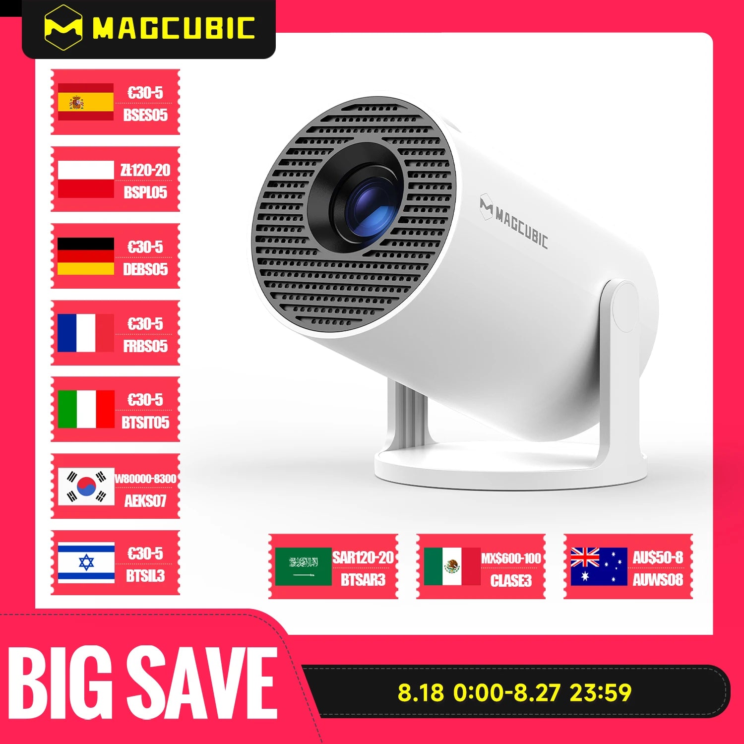 Magcubic Projector 4K Android 11 HY300 Pro Wifi6 290ANSI Allwinner H713 BT5.0 1080P 1280*720P Cinema Outdoor portable Projetor