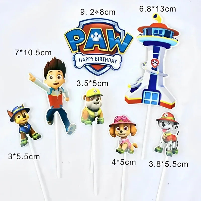 Paw Patrol Cake Decorating Set Anime Figure Ryder Marshall Plug-in Cartoon Baking Supplies Kawaii Cups Cake Card for Kids Gifts