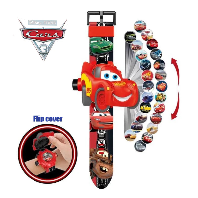 Disney Marvel Figure Spiderman Minnie McQueen 24 Projection Watch Digital Clock Student Wristwatches Kids Toy Boy Birthday Gifts